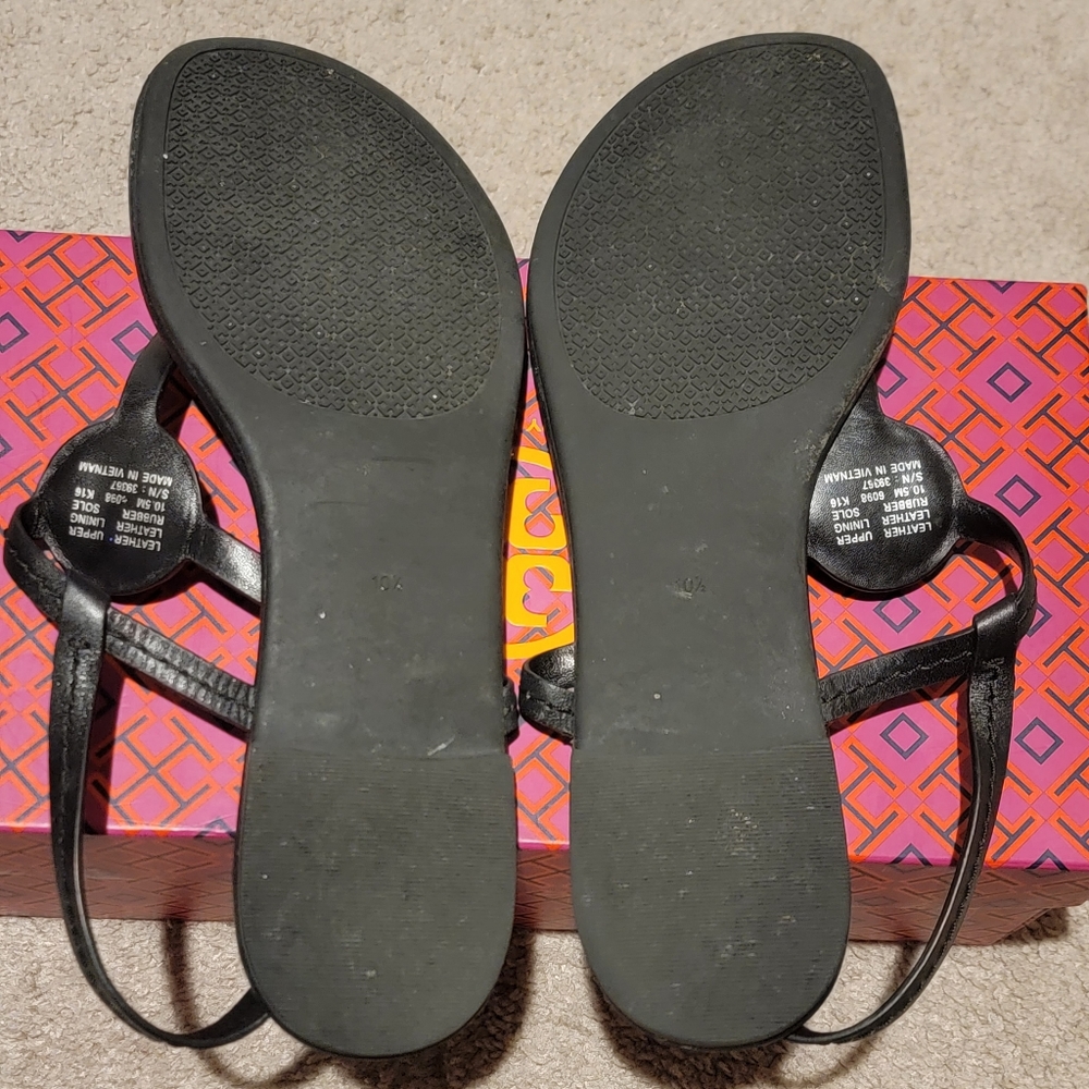 Tory Burch Dillan Black Leather Slingback Sandals Size 10.5 - Picture 10 of 12